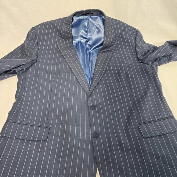 PIERRE NOIR Old Money Blue Gray Striped Classic Fit Blazer Jacket Size L50/44. - Picture 8 of 17